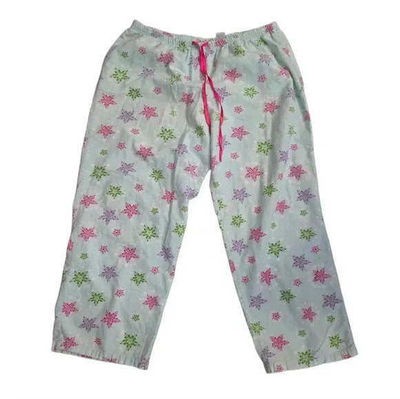 Vintage Christmas Flannel Snowflake Cozy Festive Women's Size XL Pajama Set - Picture 3 of 7